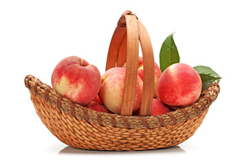 ripe peach on white background