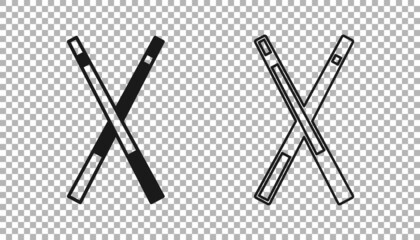 Black Crossed billiard cues icon isolated on transparent background. Vector