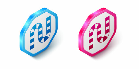 Isometric Board game icon isolated on white background. Hexagon button. Vector