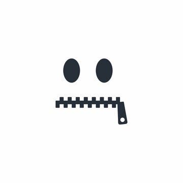 The face of a man with a closed mouth. Abstract vector icon isolated on white background