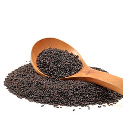 Black sesame on white background