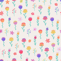 Cute pattern with bright flowers