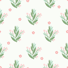 Cute pink flowers seamless pattern