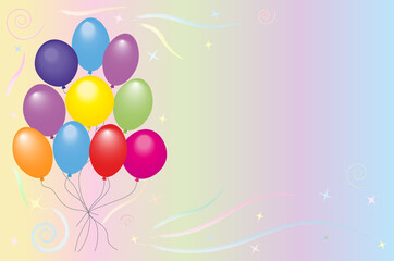 Beautiful background with colorful balloons on a light background