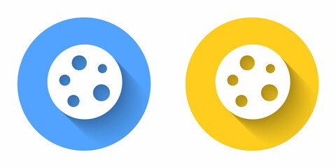 White Moon icon isolated with long shadow background. Circle button. Vector