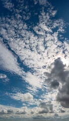 Fantastic clouds at sunrise, vertical panorama