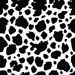 Fototapeta premium Vector black cow print pattern animal seamless. Cow skin abstract for printing, cutting, and crafts Ideal for mugs, stickers, stencils, web, cover. wall stickers, home decorate and more.
