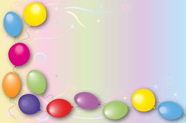 Beautiful background with colorful balloons on a light background