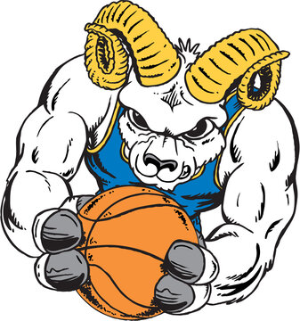 Basketball Ram Mascot Vector Illustration