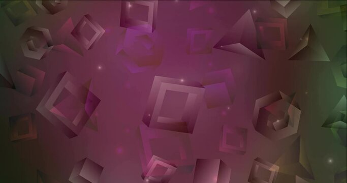 4K looping dark pink, green footage in polygonal style. Colorful fashion clip with gradient rectangles. Movie for a cell phone. 4096 x 2160, 30 fps.