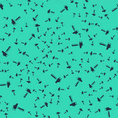Black Hammer icon isolated seamless pattern on green background. Tool for repair. Vector