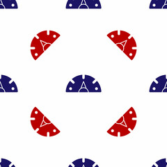 Blue and red Speedometer icon isolated seamless pattern on white background. Vector