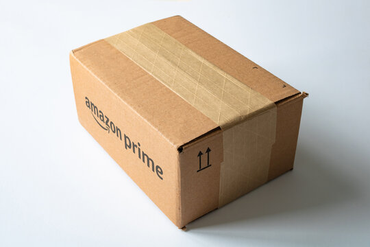 Amazon Prime box on white background