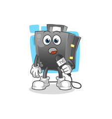 briefcase tv reporter cartoon. cartoon mascot vector