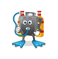 briefcase diver cartoon. cartoon mascot vector