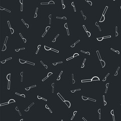 Grey Dental floss icon isolated seamless pattern on black background. Vector