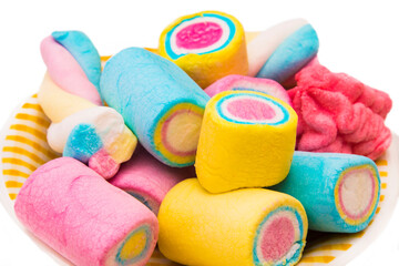 delicious dish of flavored marshmallows