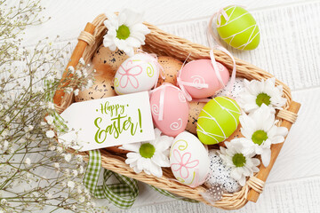 Easter greeting card with easter eggs