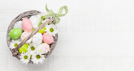 Easter greeting card with easter eggs