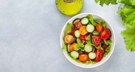 Fresh salad with tomato and cucumber