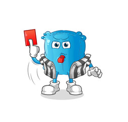 pillow referee with red card illustration. character vector