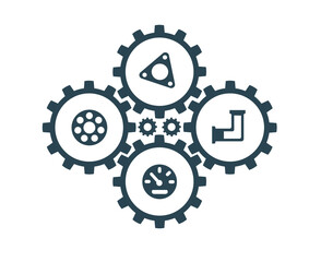 Vector illustration, icons and logos with car parts and other special equipment. Car service. Auto parts store.