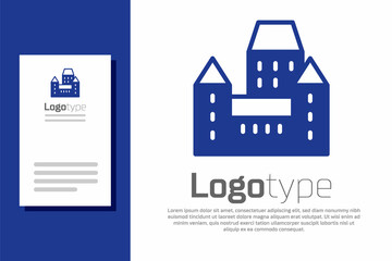 Blue Chateau Frontenac hotel in Quebec City, Canada icon isolated on white background. Logo design template element. Vector