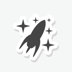 Rocket sticker icon isolated on white background