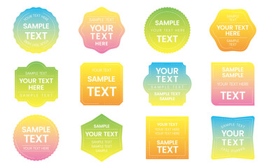 丸型・角型／シンプルフレームセット／グラデーション（サンプル文字入り）