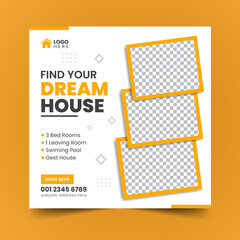 Real Estate Property house Social Media Post Banner Squire Flyer Premium Template Design