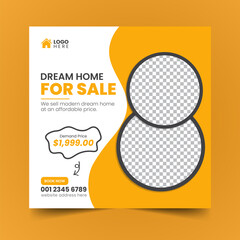 Real Estate Property house Social Media Post Banner Squire Flyer Premium Template Design
