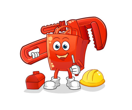 shopping bag plumber cartoon. cartoon mascot vector