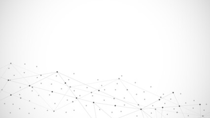 Abstract background and geometric pattern with connecting the dots and lines. Networking concept, internet connection and global communication