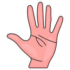  Five Fingers Palm Vector color Icon Design, Organ System Symbol, Human Anatomy Sign, Human Body Parts Stock illustration, Front Side of Left Hand Concept, 