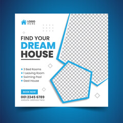 Real Estate Property house Social Media Post Banner Squire Flyer Premium Template Design