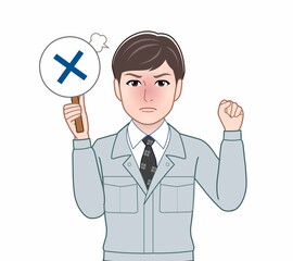 パネルを持って話す人