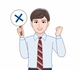 パネルを持って話す人