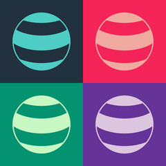 Pop art Planet icon isolated on color background. Vector