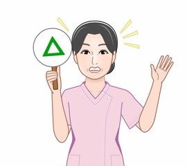 パネルを持って話す人