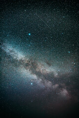 Real Night Sky Stars With Milky Way Galaxy. Natural Starry Sky Colorful Background.Real Night Sky Stars With Milky Way Galaxy. Natural Starry Sky Colorful Background.