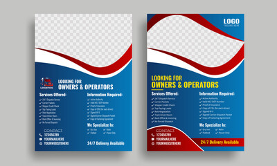 trucking and dispatching logistics flyer, freight broker flyer, owner operators independent freight flyer truck dispatcher logistics flyer template, transport service flyer design template