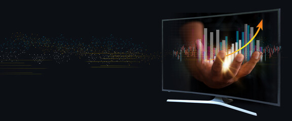 Curved TV 4K flat screen lcd or oled, plasma realistic, White blank HD monitor mockup, Modern video...