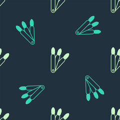 Naklejka premium Green and beige Set of false nails for manicure icon isolated seamless pattern on blue background. Varnish color palette for nail extension. Artificial nails. Vector