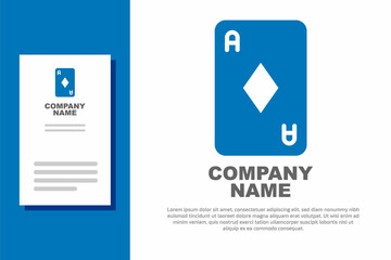 Blue Playing card with diamonds symbol icon isolated on white background. Casino gambling. Logo design template element. Vector