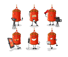 punching bag technology group character. cartoon mascot vector
