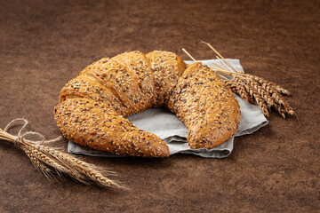 Rogal oat crescent shape yeast roll european butter croissant  - obrazy, fototapety, plakaty