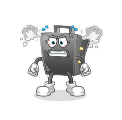 briefcase very angry mascot. cartoon vector