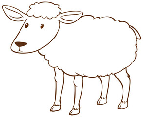 Sheep in doodle simple style on white background