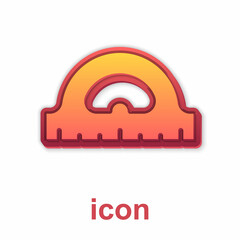 Gold Protractor grid for measuring degrees icon isolated on white background. Tilt angle meter. Measuring tool. Geometric symbol. Vector