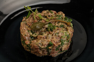 Raw beef tartar with capers